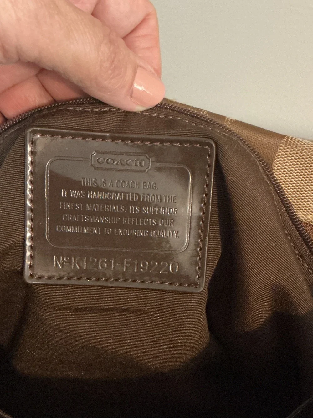 Coach Brown Signature Canvas Crossbody Bag with Dark Brown Trim